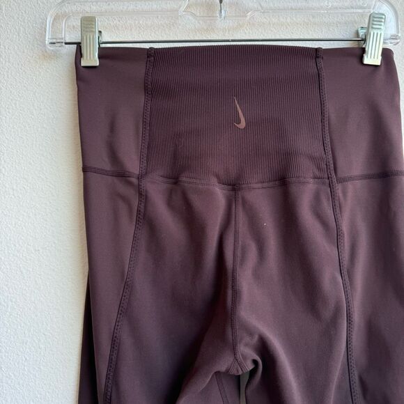 Nike Dri Fit Yoga Luxe Ribbed High Rise Brown Compression Leggings Size Small - Picture 6 of 9